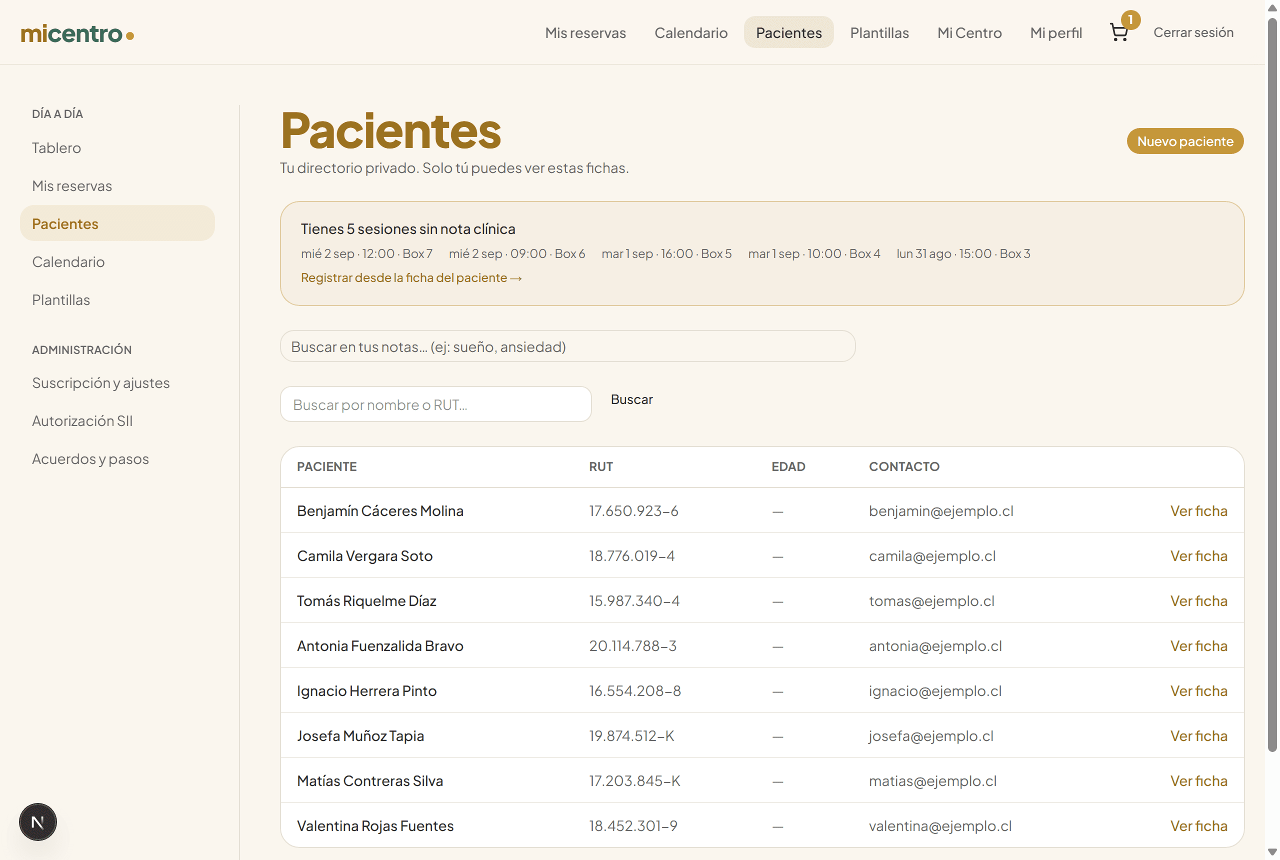 Registras a tus pacientes